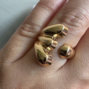 NEW Gold Tone Chunky Open Ring | Adjustable | Modern Statement